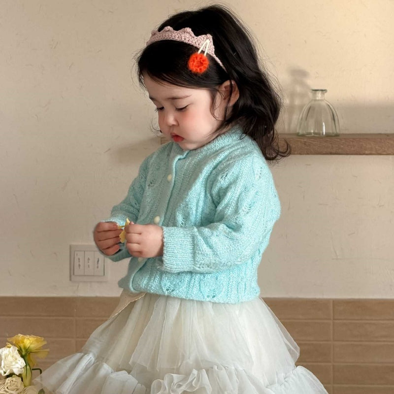 【BABY&KID】韓国風ニットカーディガン、小花柄長袖、チュールスカートSK104002