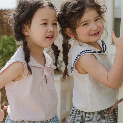 【BABY&KID】夏新作 リボン付きノースリーブトップスSK091123