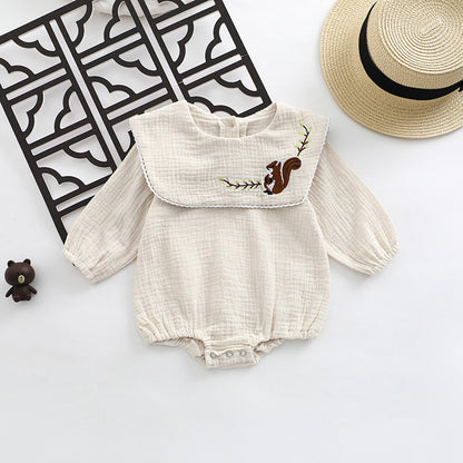 【BABY】リス刺繍ロンパースSK010307