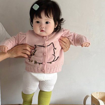 【BABY&KID】韓国風刺繍ニットロンパース、カーディガンSK101835
