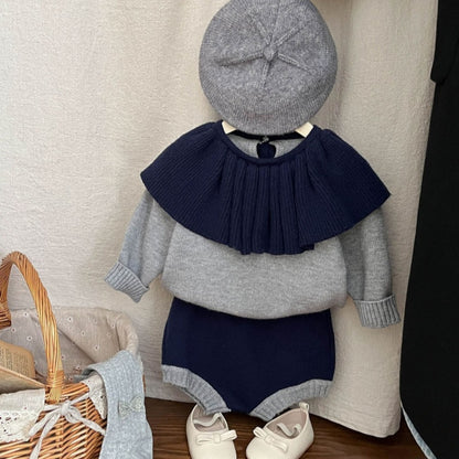 【BABY&KID】フリル襟ニット＆ショートパンツSK102330