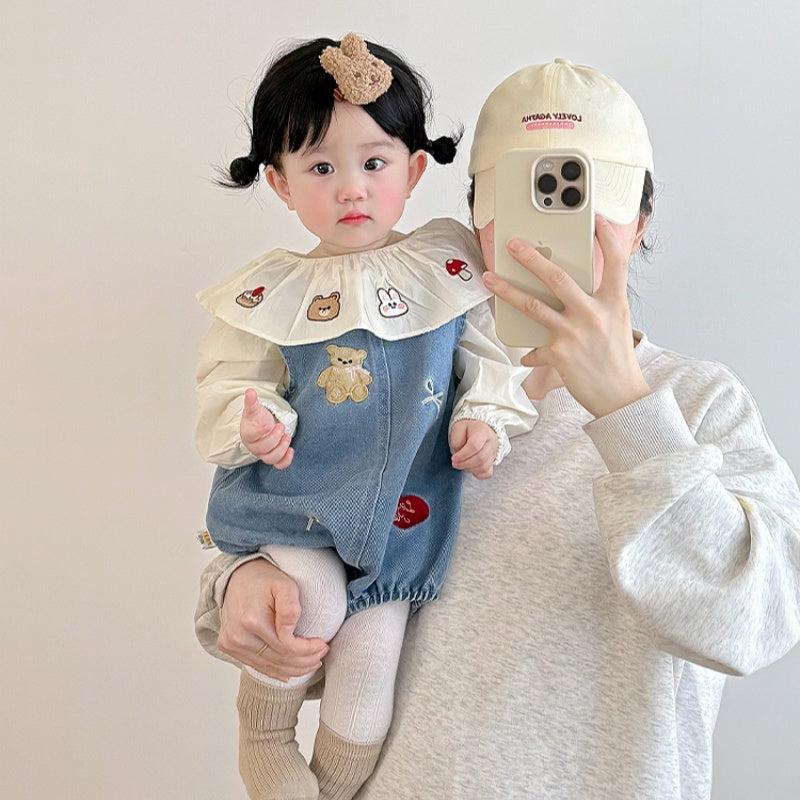 【BABY】カートゥーン柄サロペット&シャツ2点セットSK100518