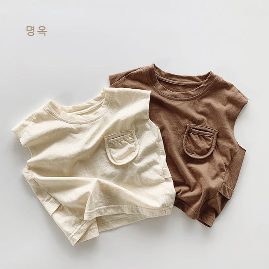 【BABY&KID】夏新作 ポケット付きノースリーブTシャツSK080817