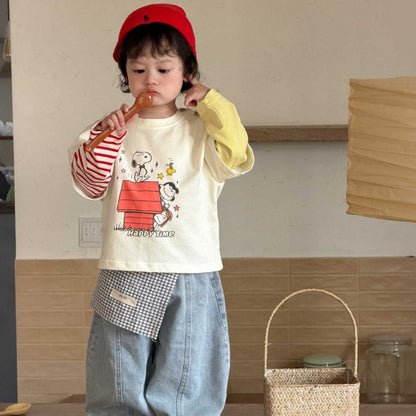 【BABY&KID】カートゥーンプリント長袖、ストレートデニムパンツSK104006