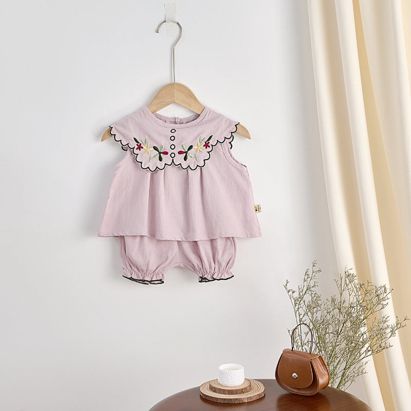 【BABY】夏新作 刺繍ノースリーブセットアップSK081522