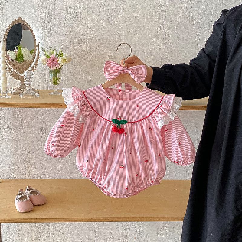 【姉妹服】さくらんぼ柄ロンパース、ワンピースSK101122