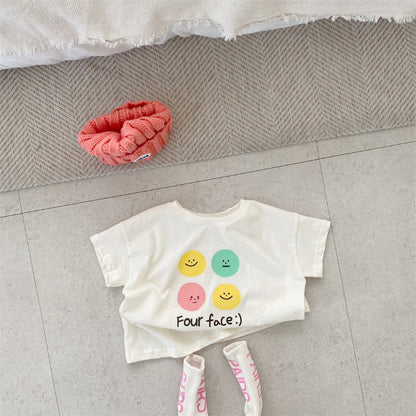 【BABY&KID】夏新作 ロゴスマイル半袖TシャツSK010214