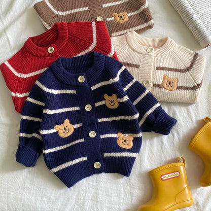 【BABY】ボーダーくまさんニットセットアップSK092909