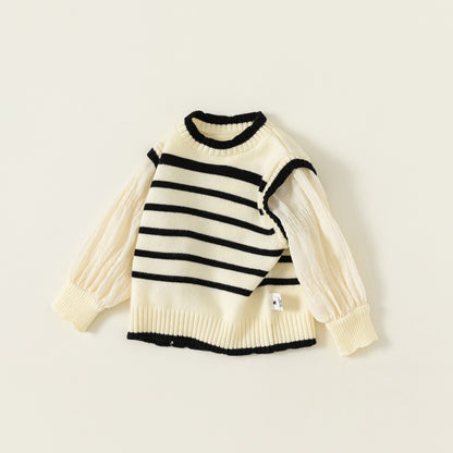 【BABY&KID】レイヤード風ボーダーニットSK101838