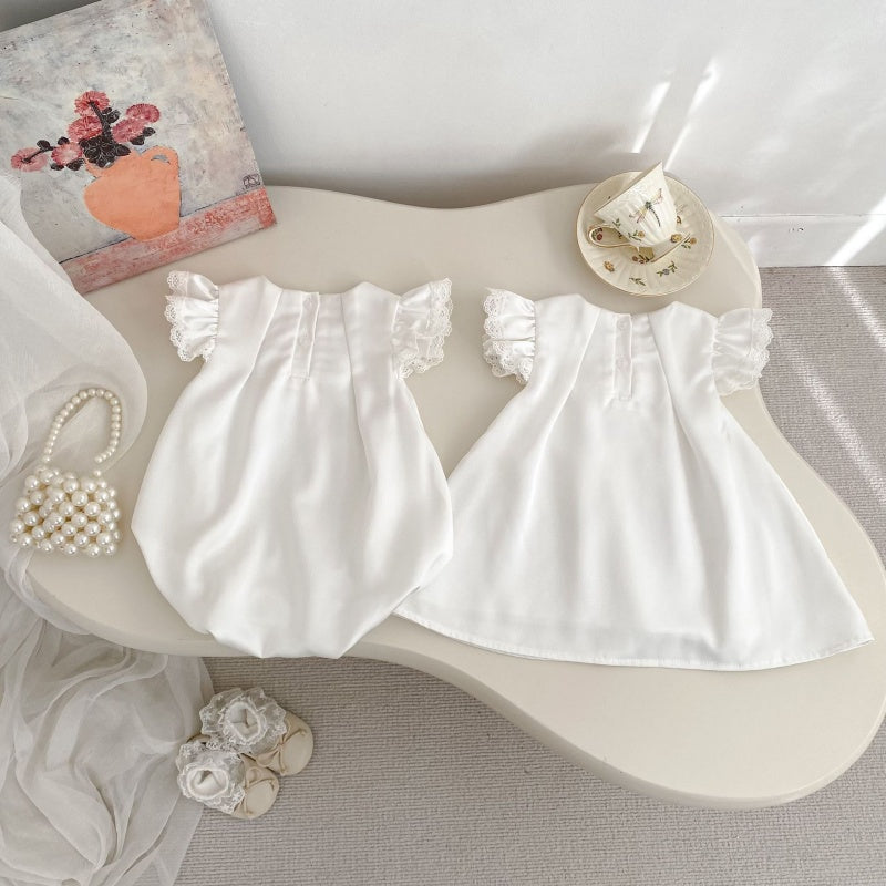 【BABY&KID】夏新作 フリルスリーブ蝶結びロンパース、ワンピースSK104922