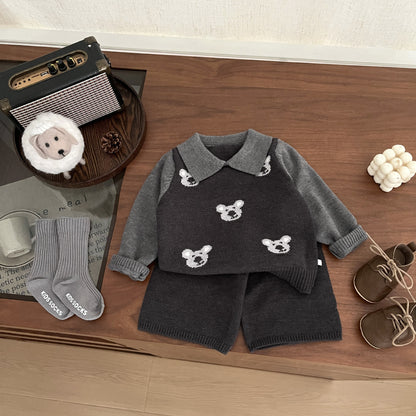 【BABY&KID】コアラ柄ニットセーター、無地ニットパンツSK101836