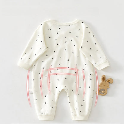 【BABY】北欧風月、ドット柄カバーオール＆帽子SK102301