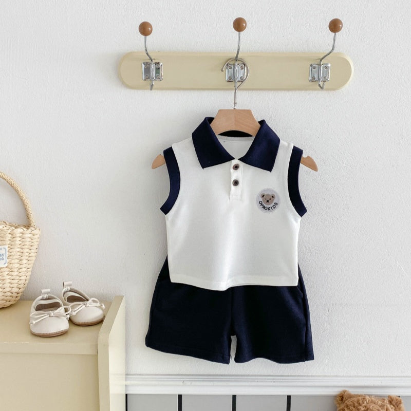 【BABY&KID】夏新作 クマロゴPOLOセットアップSK080307