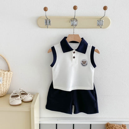 【BABY&KID】夏新作 クマロゴPOLOセットアップSK080307