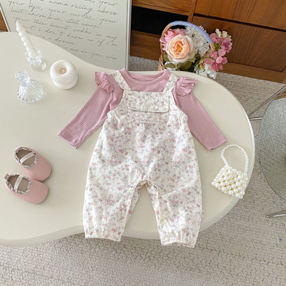 【BABY】花柄ポケットサロペット、トップスSK092532