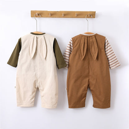 【BABY】北欧風ウサ耳サロペット、コットンTシャツSK101329