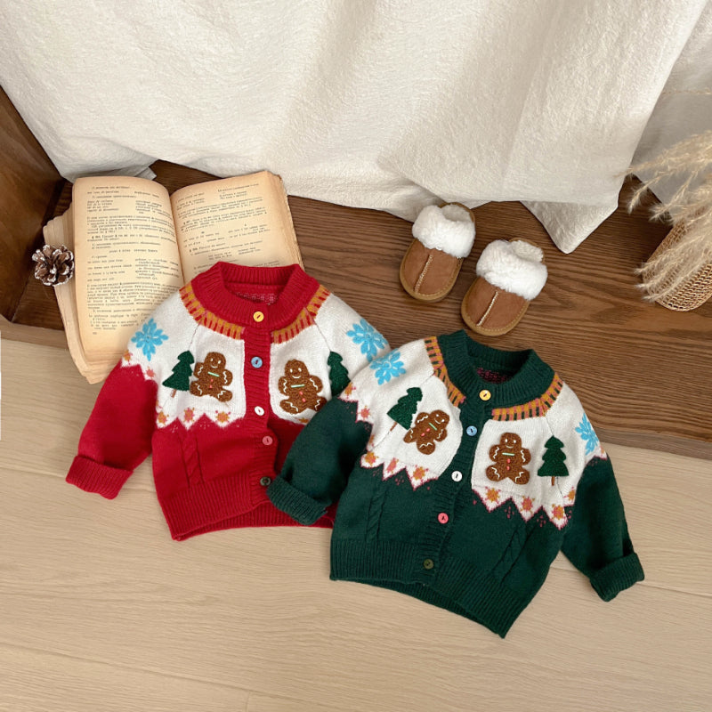 【BABY&KID】冬新作クリスマスツリー柄ニットカーディガンSK103223