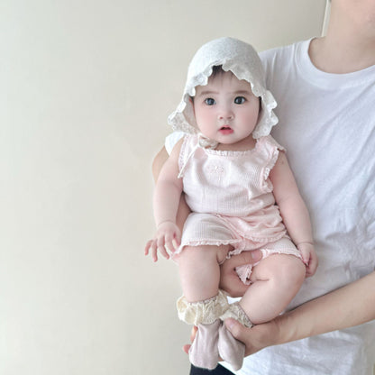 【BABY】夏新作 蝶結び刺繍無地セットアップSK092218