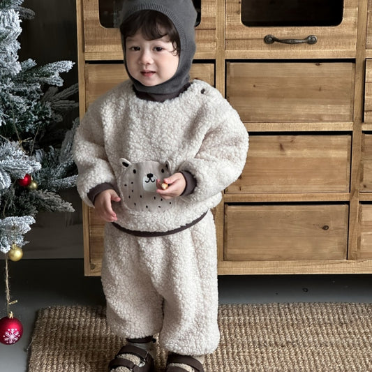 【BABY&KID】冬新作韓国風くまさん、ライオンあったかセットアップSK103128