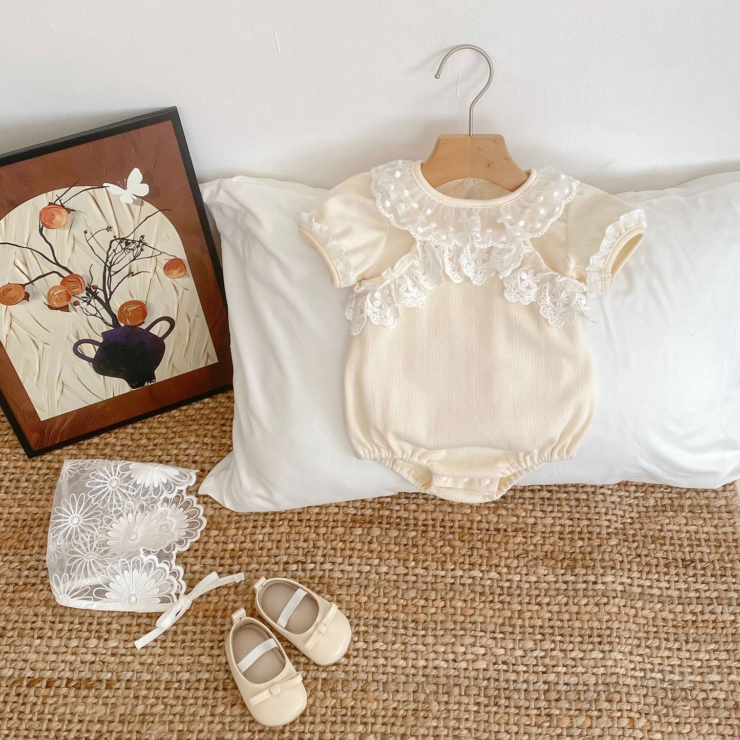 【BABY】夏新作 レースクリームロンパース、ＴシャツSK061805