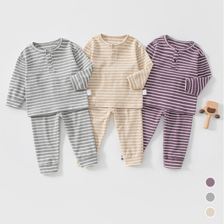 【BABY&KID】北欧風ボーダーリブセットアップSK107118