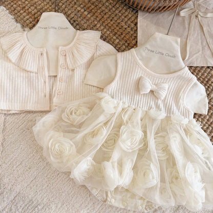 【BABY】立体ローズロンパースワンピース2点セットSK106909