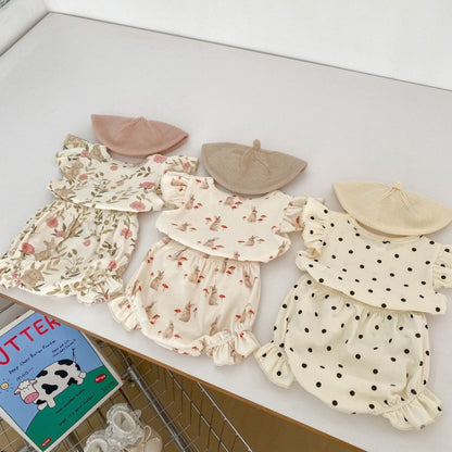【BABY】夏新作 フリル袖トップス＆レースショートパンツSK080828
