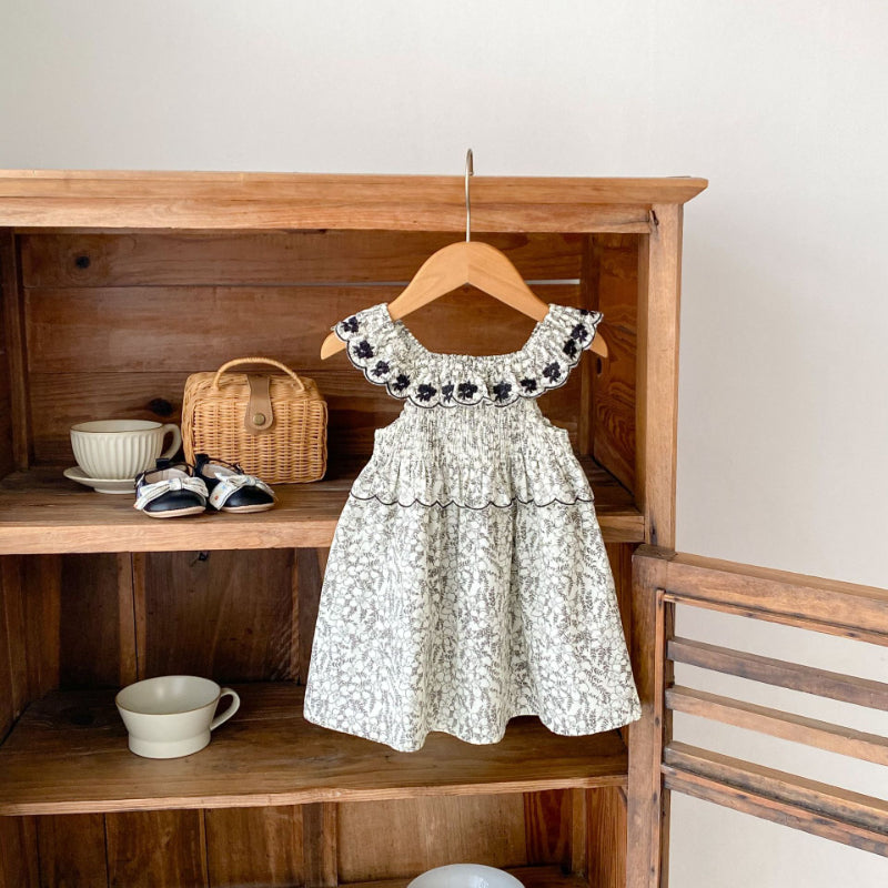【BABY&KID】夏新作 フローラル刺繍ノースリーブワンピースSK090322