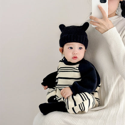 【BABY】冬新作ボーダーあったかカバーオールSK103221