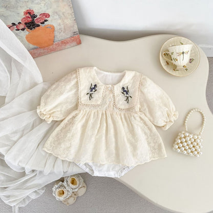 【BABY】刺繍襟付きロンパースSK106901