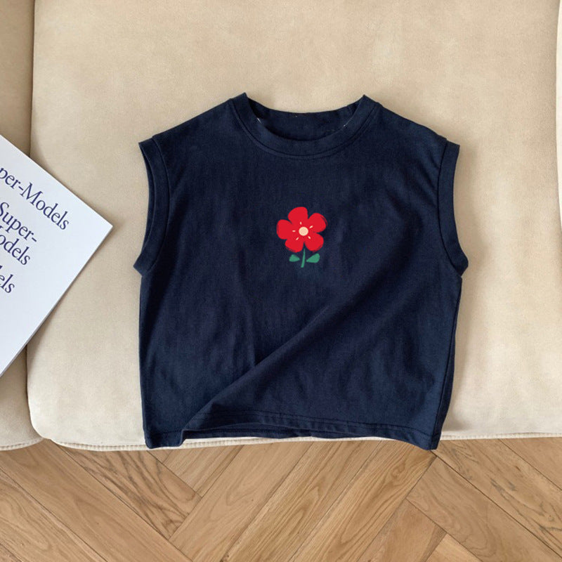 【BABY&KID】夏新作 一輪の花ノースリーブTシャツSK092119
