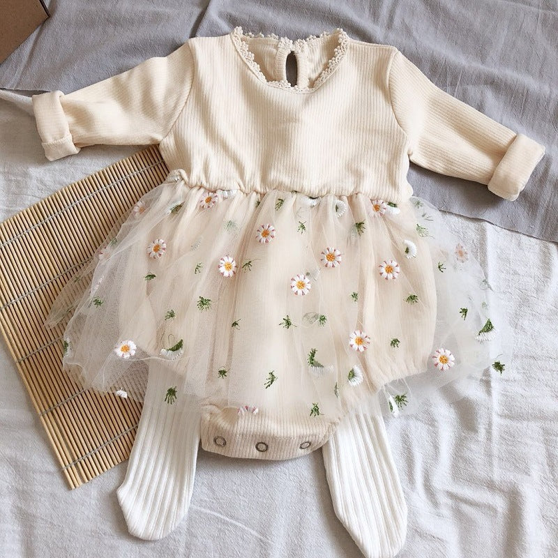 【BABY】花刺繍チュールロンパースSK100806