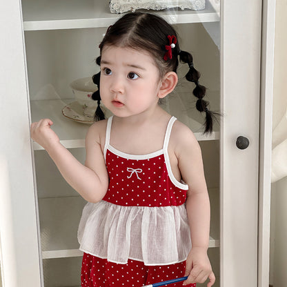 【BABY】夏新作 蝶結びドットロンパースSK091813