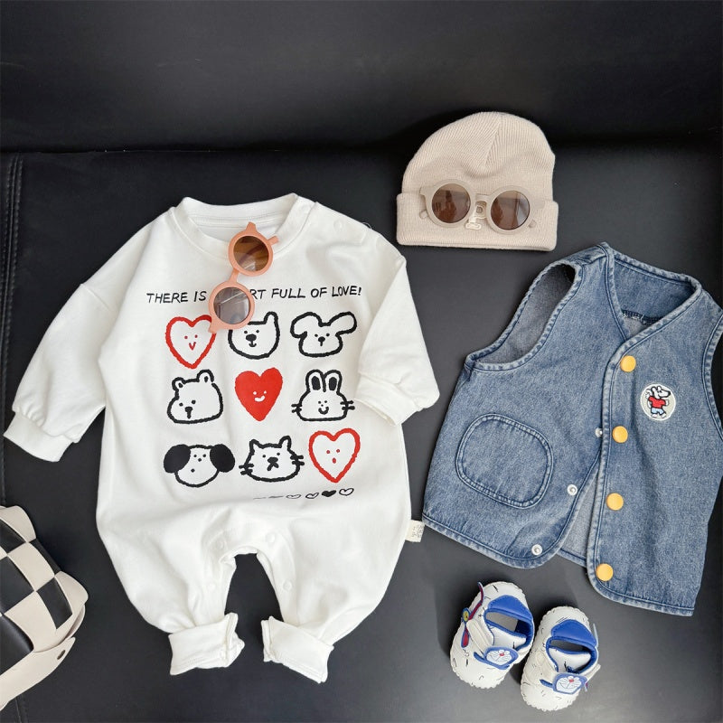 【BABY】ハート柄カバーオールSK104110