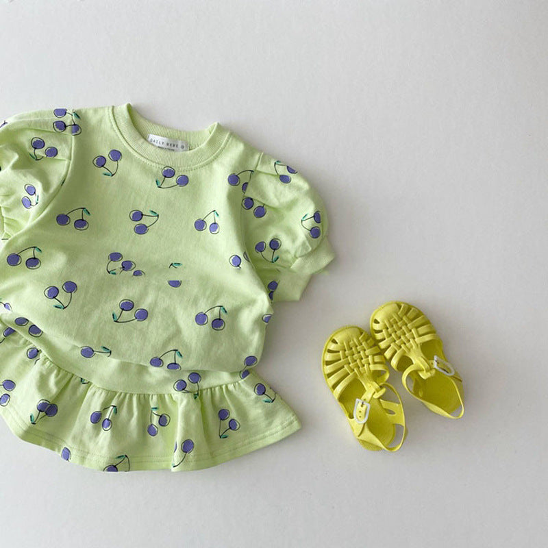 【BABY&KID】夏新作 チェリー半袖Tシャツ＆スカートSK080501
