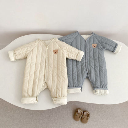 【BABY】冬新作 クマ刺繍キルトカバーオールSK102407