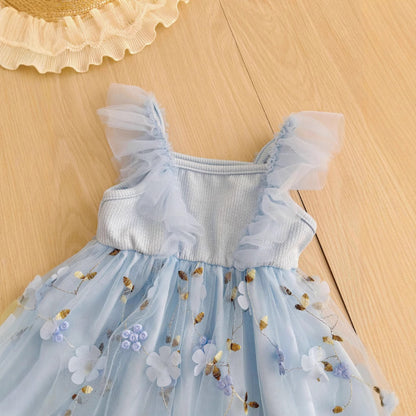 【BABY&KID】夏新作 刺繍アップリケ小花キャミワンピースSK091122
