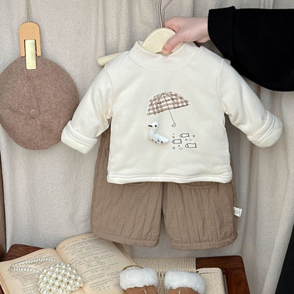 【BABY&KID】冬新作カートゥーン裏起毛トップスSK102634