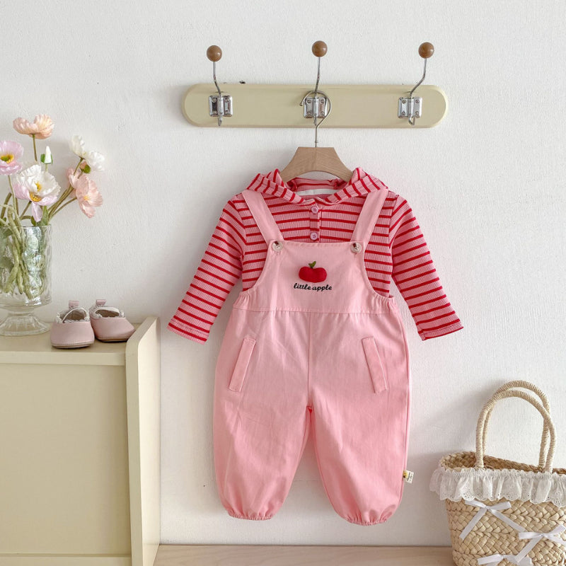 【BABY&KID】ボーダーフーディ、りんごサロペットSK100840