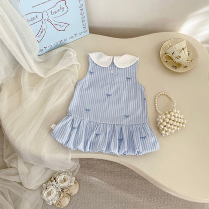 【BABY&KID】夏新作蝶結び刺繍バルーンワンピースSK105512