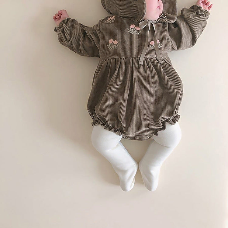 【BABY】韓国風レトロ花刺しゅうロンパースSK031905