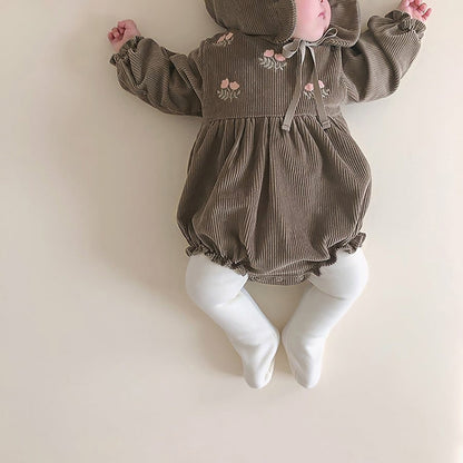【BABY】韓国風レトロ花刺しゅうロンパースSK031905