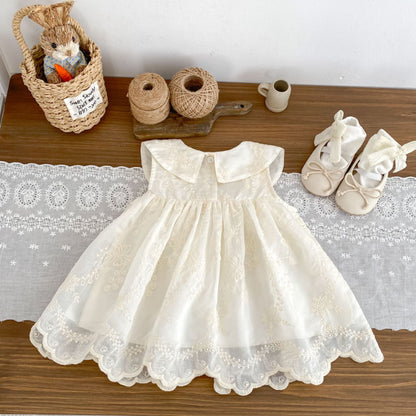 【BABY&KID】夏新作 フラワー刺繡チェリーワンピースSK072519