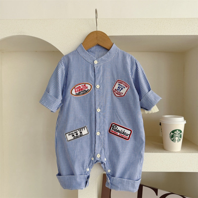 【BABY】ストライプワッペンカバーオールSK106710