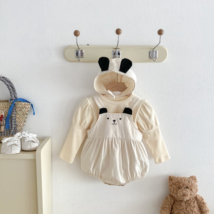 【BABY】くまロンパース、パフスリーブトップスSK092534