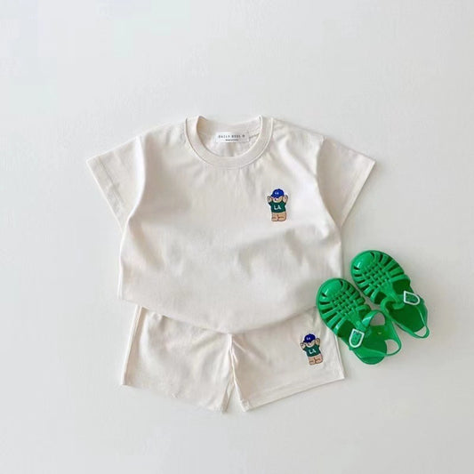 【BABY&KID】夏新作 ベア刺繍セットアップSK091203