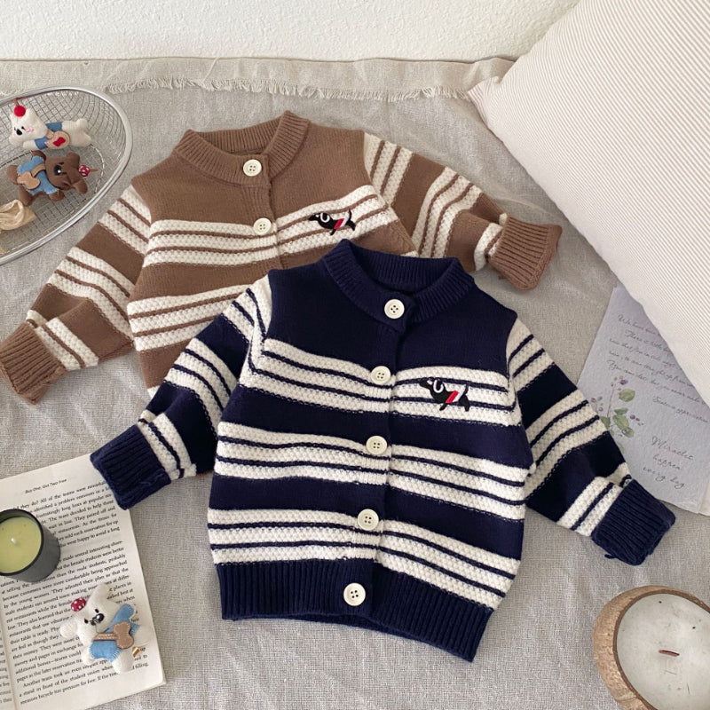【BABY】ボーダーニットカーディガン&ニットパンツSK092902
