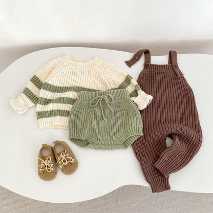【BABY】厚手ニットサロペットカバーオールSK100728