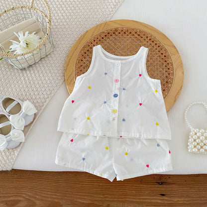 【BABY】夏新作 カラフルハート刺繍セットアップSK092214