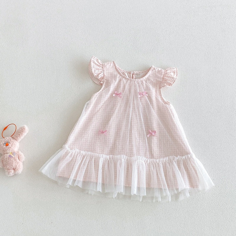【BABY】夏新作フリルスリーブ蝶結びワンピースSK106207
